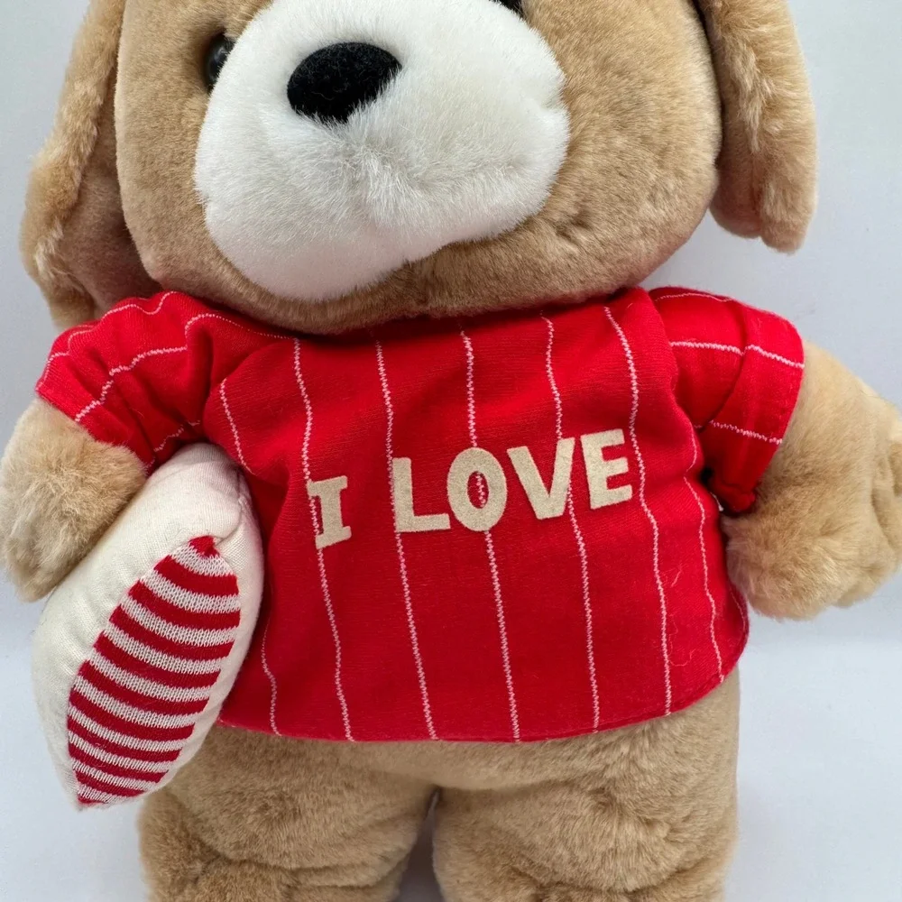 Applause Plush Puppy Sleepover Dog Small Tan Red I Love Heart Vintage‎ 1987 Toy